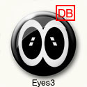 Button mit zwei weit aufgerissenen Augen