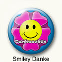 Button Blumen Smiley mit Text Dankeschön