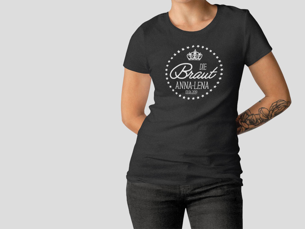 Hennight Tshirt Braut schwarz