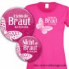 Junggesellinnenabschied-Set: Buttons und Shirt für die Braut Modell 8 personalisiert
