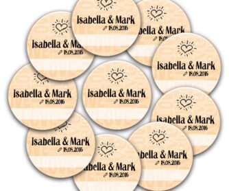 10 Buttons love n heart für die Hochzeit zum Beschriften