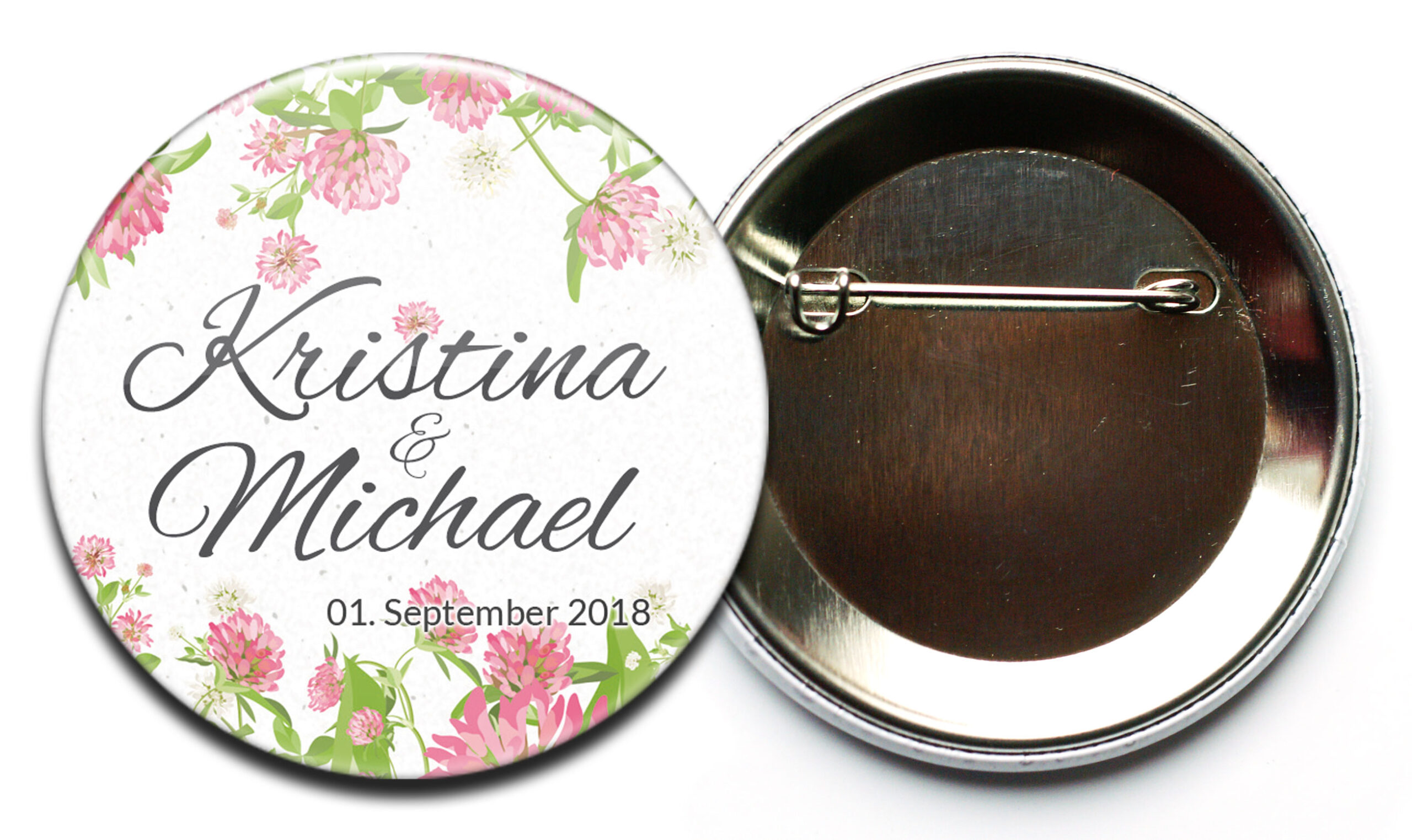 Sommerklee Hochzeitbutton mit Sicherheitsnadel