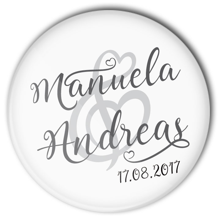 Hochzeit Anstecker Lovely Wedding mit Name und Datum personalisiert