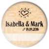Hochzeitbutton Love'n'Heart: apricotfarben mit Namen und Datum individualisiert und Beschriftungsstreifen