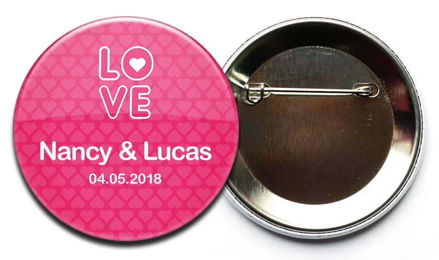 Hochzeit-Button Nr. 44 Love mit Sicherheitsnadel