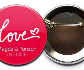 Hochzeit-Button Motiv 45 Red Love mit Nadelverschluss
