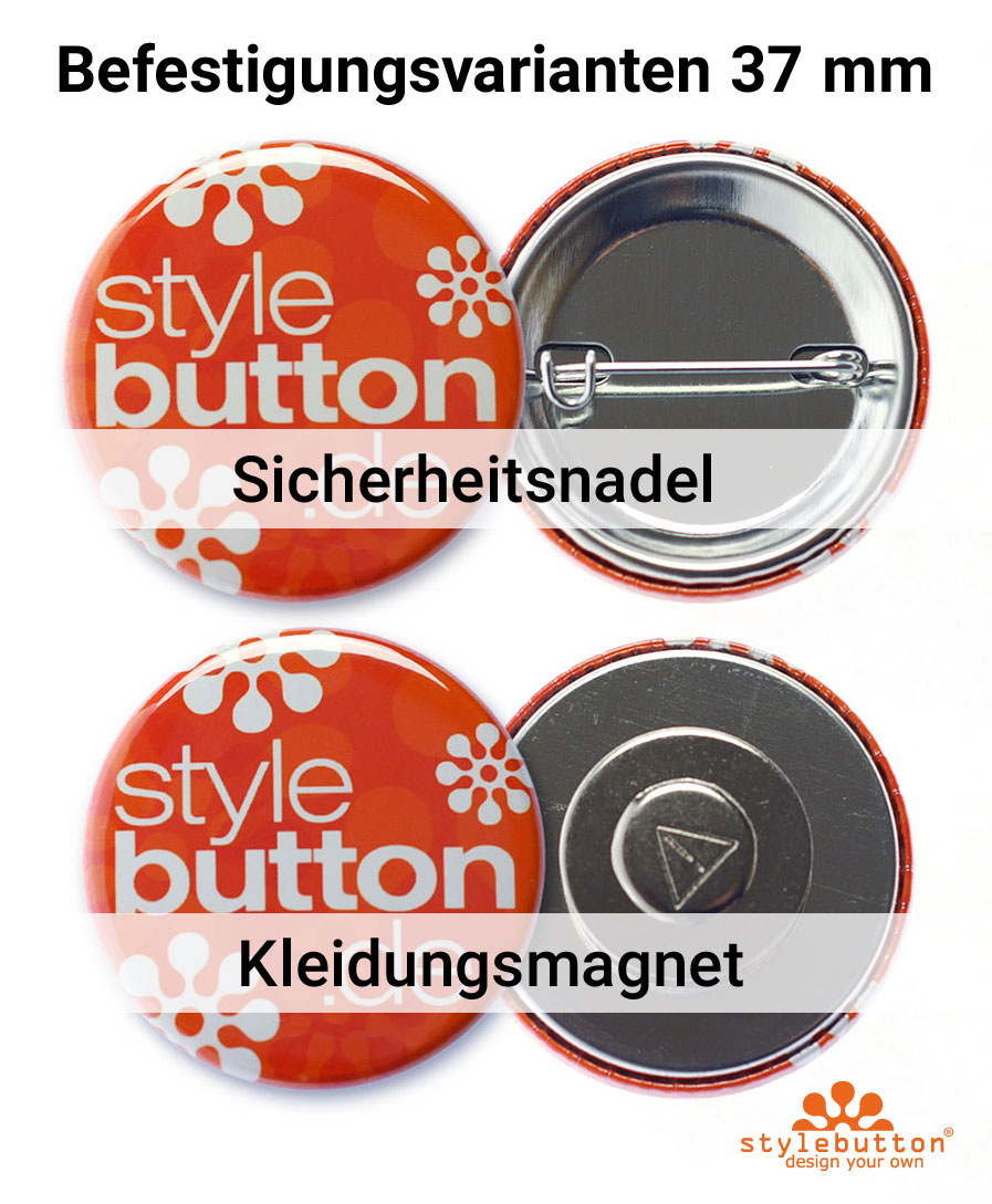 Befestigung Hochzeitbuttons 37 mm