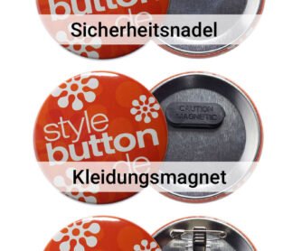 Befestigungsmöglichkeiten von Hochzeitsbuttons mit 76 mm Durchmesser