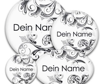 Namens-Button black-and-white in diversen Größen und Formen bedruckt bestellen