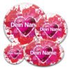 Namensbuttons in rot mit Herz für Flirtparty, Speed-Dating oder Valentinstag
