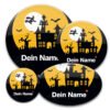 gruselige Namensbuttons für Halloween und Fasching