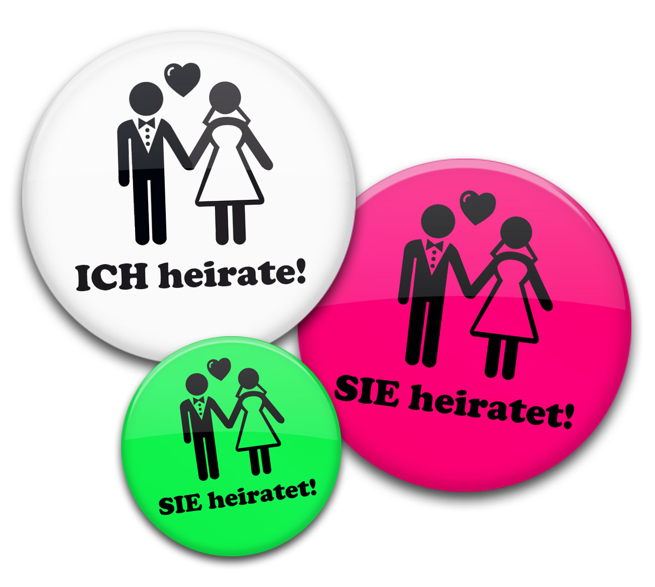 JGA Buttons Motiv Ich heirate 1 und Sie heiratet 1