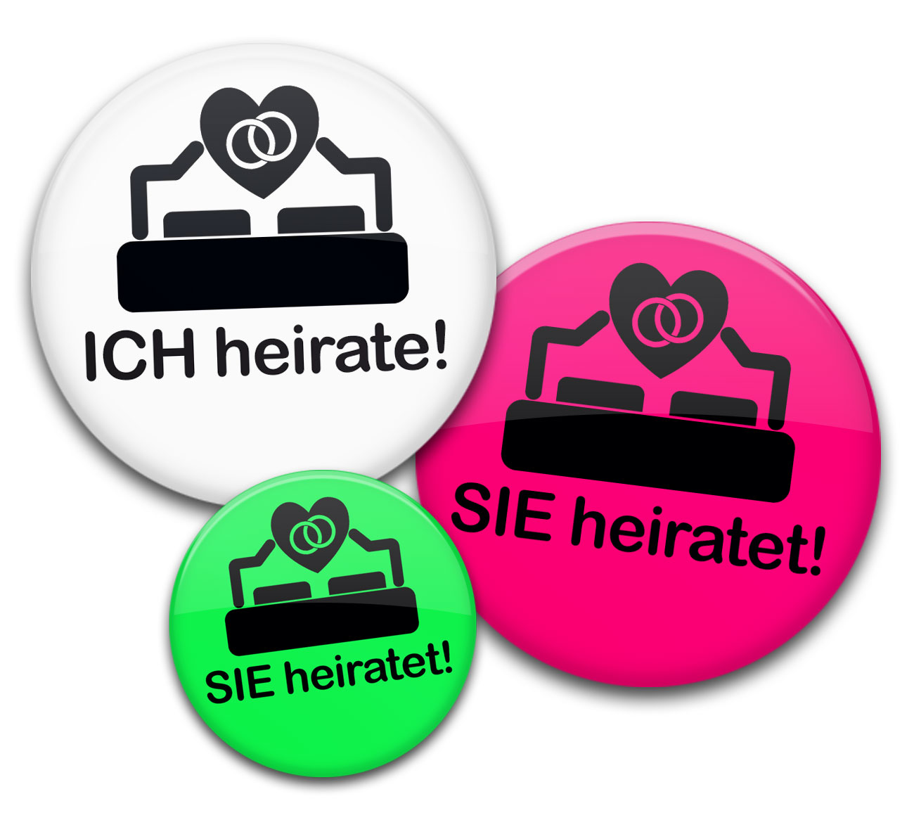 Ich heirate und Sie heiratet Buttons für den Junggesellenabschied Frauen/Damen