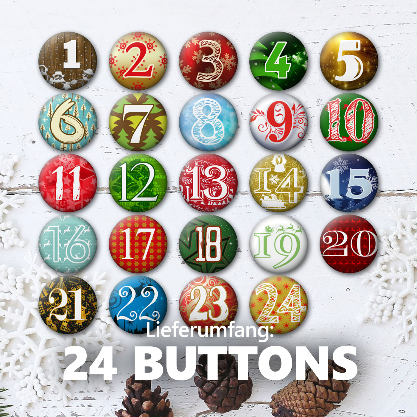24 Advents-Kalenderbuttons XMAS 1 – Bild 2