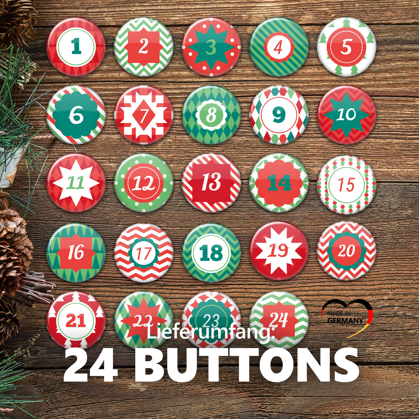 24 Advents-Kalenderbuttons XMAS 2 – Bild 5