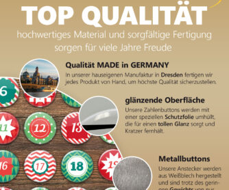XMAS2 Qualitaet made in germany Ansteckbuttons 24 Advents-Kalenderbuttons XMAS 2