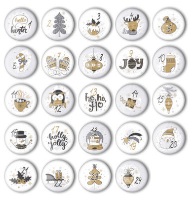 Kalender Zahlen Buttons XMAS-4 zum basteln