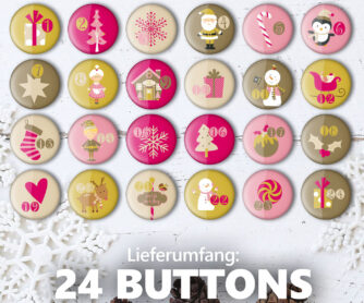 XMAS3 24 Buttons 24 Adventskalender Zahlenbuttons XMAS 3