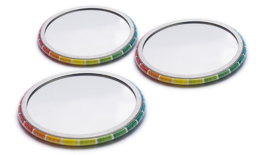 3 Spiegel-Buttons mit eigenem Bild gestaltet