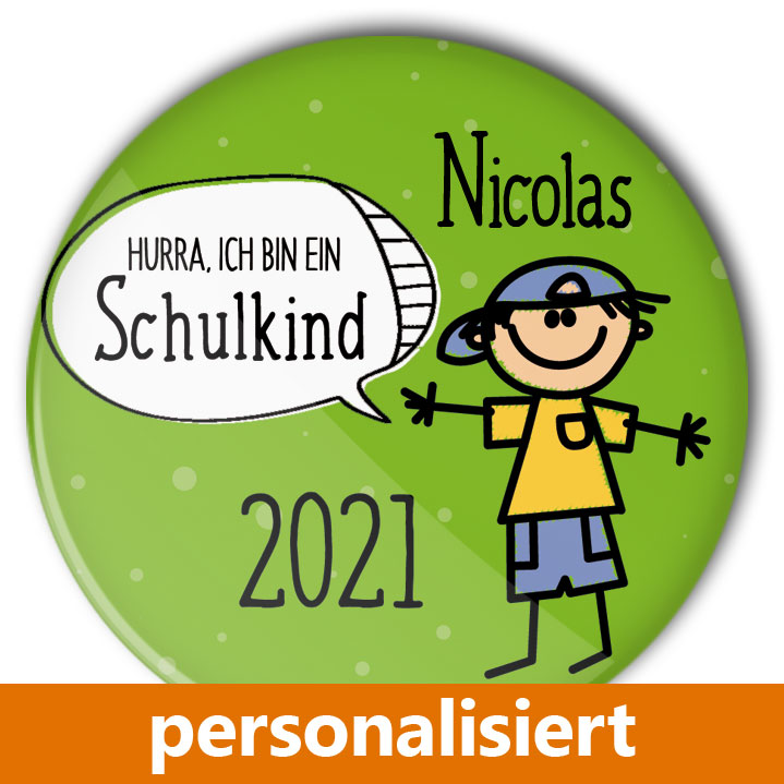 personalisierter Button Schulkind Junge
