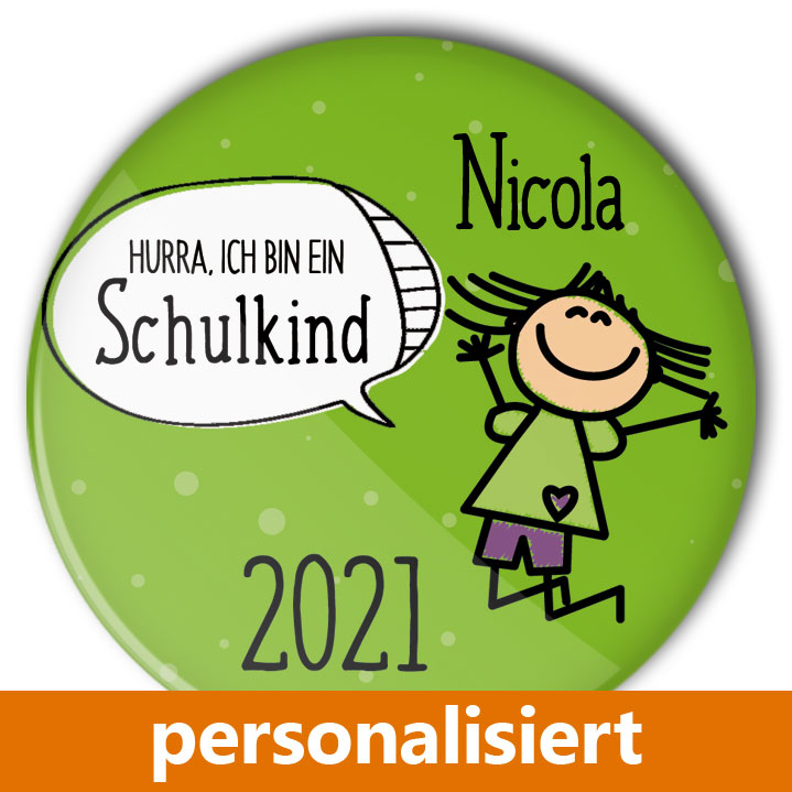 Personalisierung Button zur Einschulung Mädchen