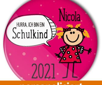 individualisierter Button Schule Schulkind Mädchen Einschulung