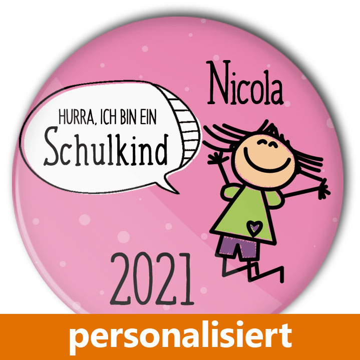 personalisierter Button zur Einschulung Mädchen