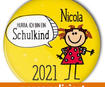 individualisierter Button Schule Schulkind gelb Einschulung