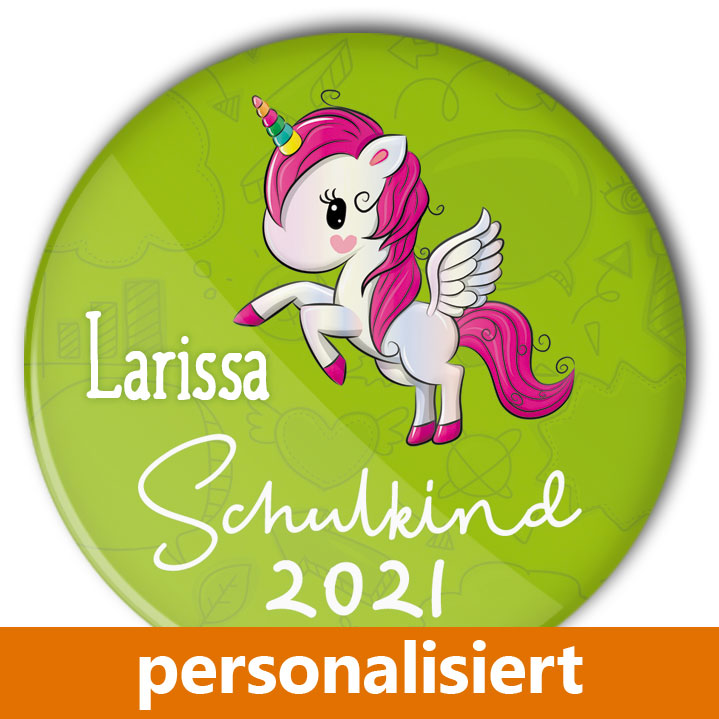 Schulkind Einhorn Button 2021