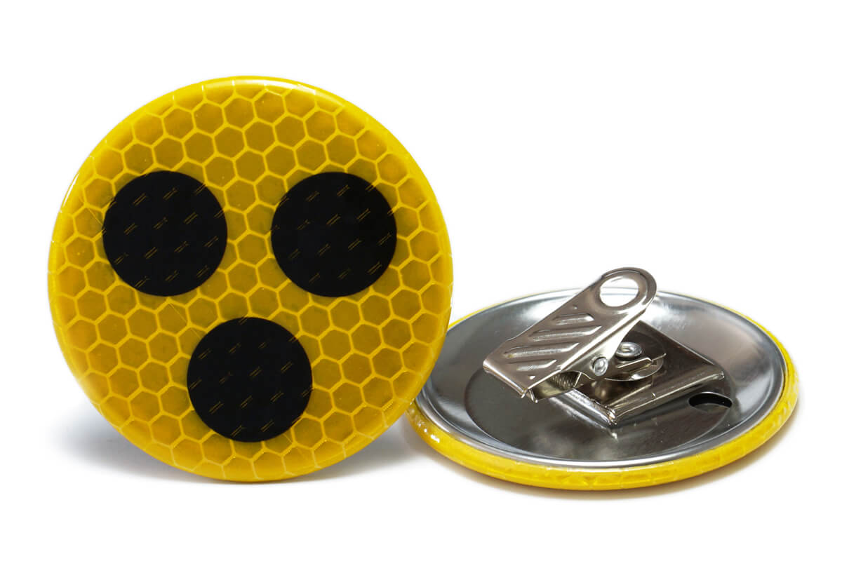 Blindenbutton reflektierend 56 mm mit Krokoclip
