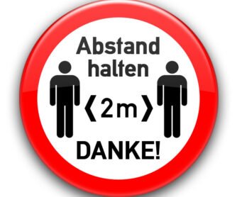 Abstand halten! Button 1 SARS COV 2
