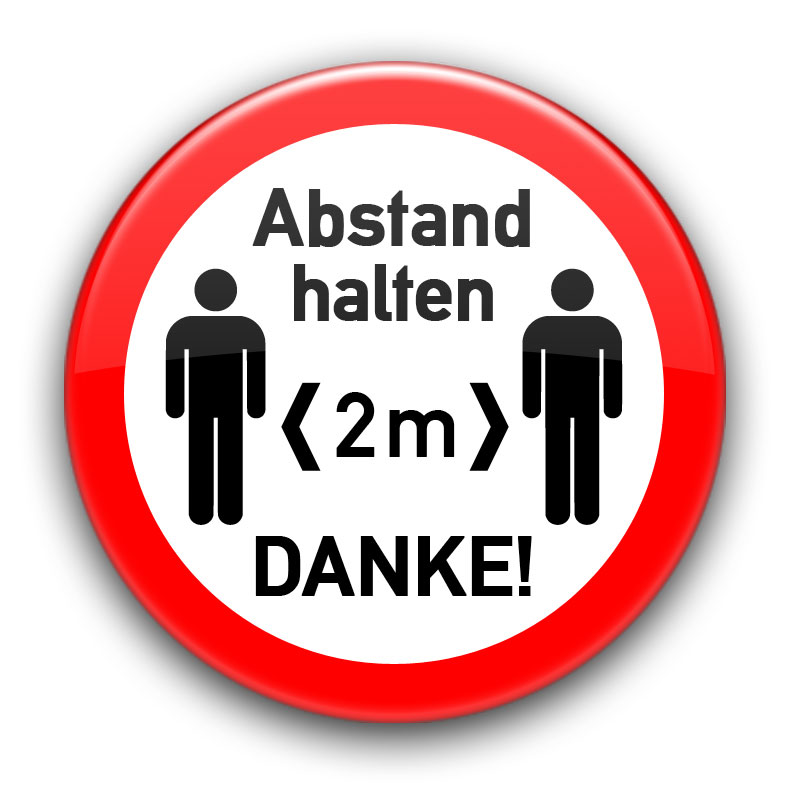Abstand halten! Button 1 SARS COV 2