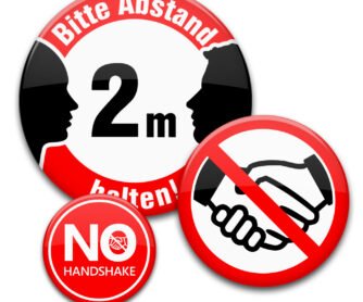 Kein Handschlag - Abstand halten Buttons