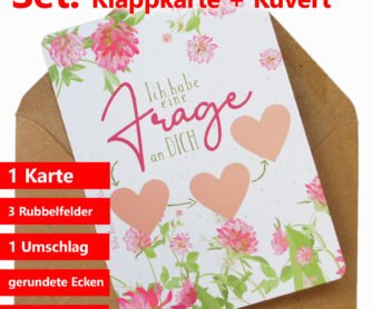 Ein komplettes Set: exklusive Rubbelkarte inklusive Briefumschlag