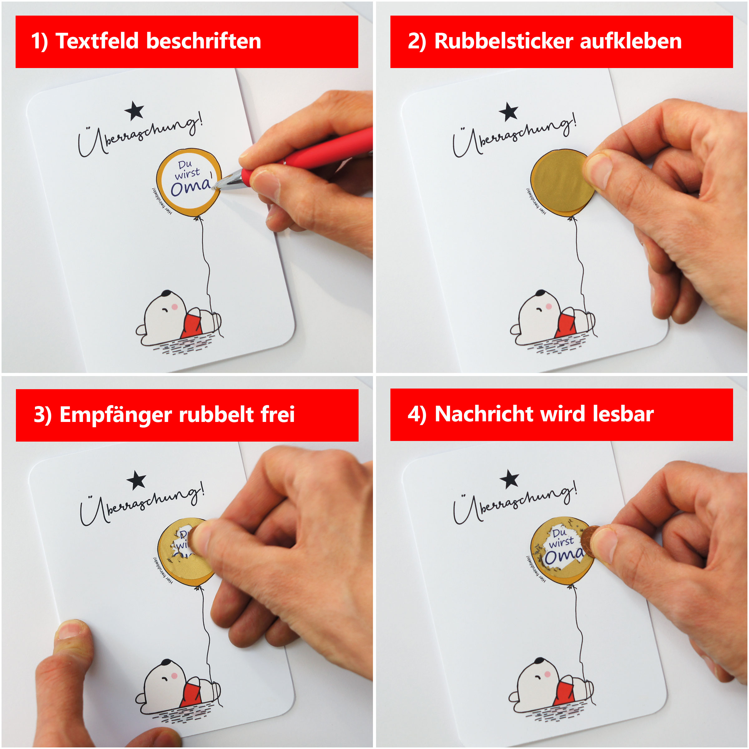 DIY-Rubbelkarte Bär mit Luftballon – Bild 3
