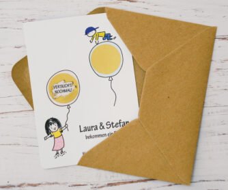 Rubbelkarte mit zwei Rubbelfeldern Junge oder Mädchen