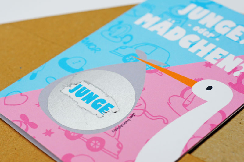 Rubbel-Karte Baby Geschlecht Junge RUbbellack im Detail