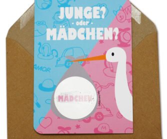 Scratchcard Storch Baby im Schnabel für Mädchen