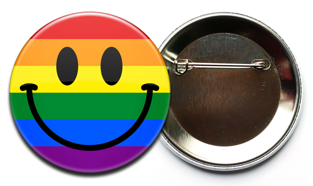 LGBT Smiley Regenbogen Button – Bild 2