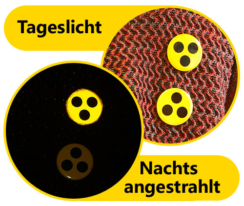 Blindenbuttons Blindenzeichen Reflektor erhöhen die Sichtbarkeit und Sicherheit im Straßenverkehr