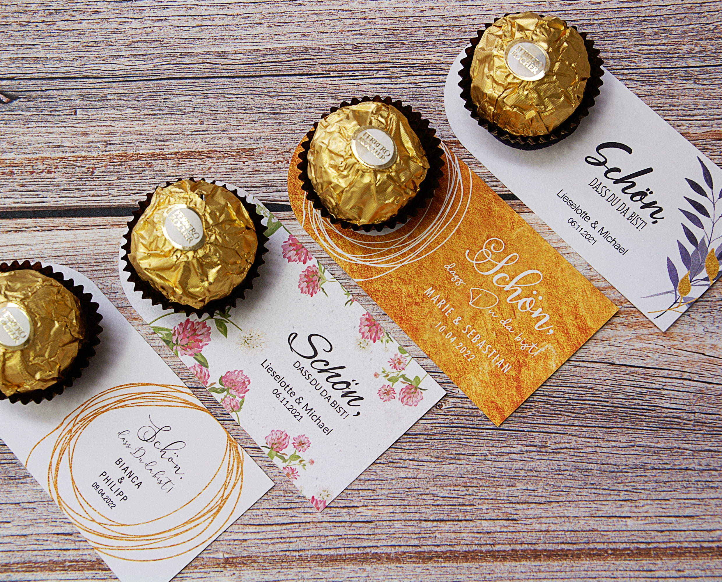 4 Modelle Pralinenkarten als DIY Gastgeschenk als