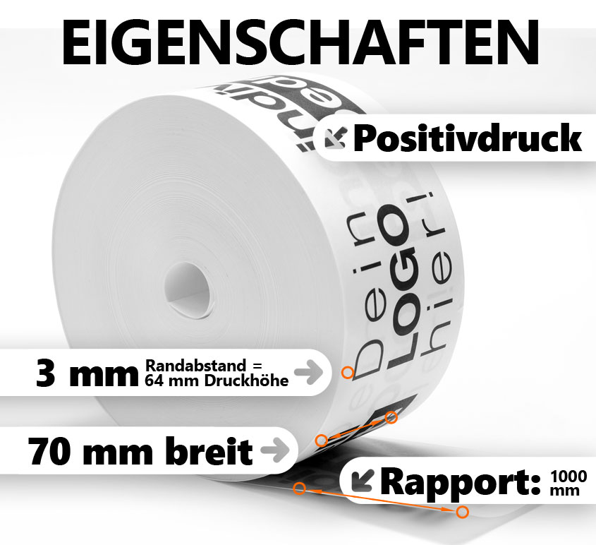 Nassklebeband, 70 mm, weiß, unverstärkt – Bild 3