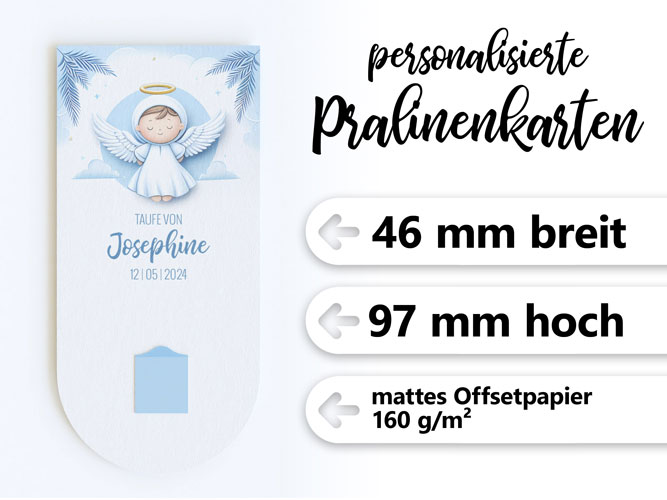 Details Taufkarte mit Praline