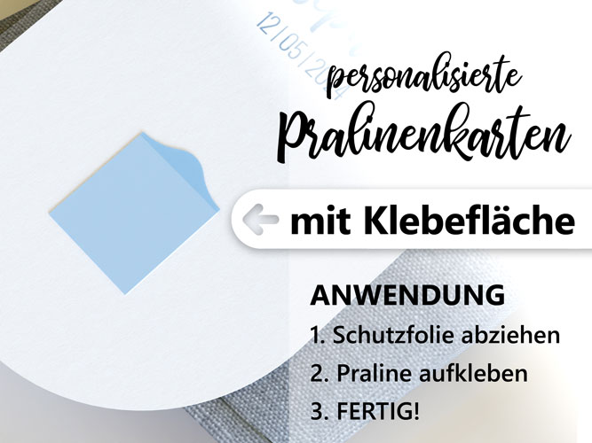 Details Taufkarte mit Praline