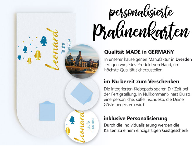 Pralinenaufleger Taufe 4 blau gold – Bild 3