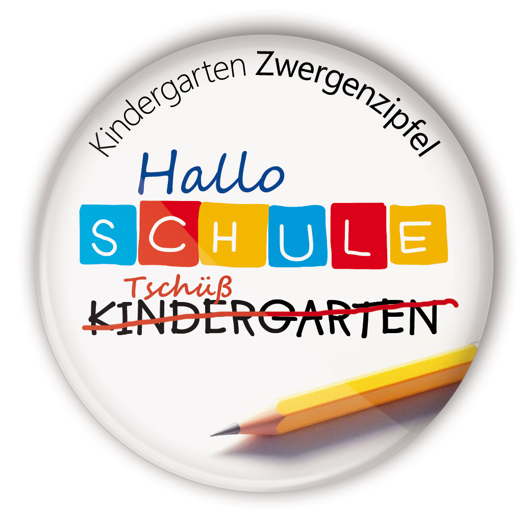 Schulkindbutton #16 Tschüß Kindergarten mit Personalisierung (Name Kindergarten)